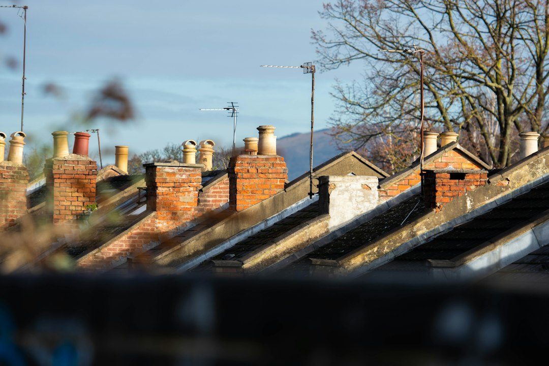 UK residential rooftops in cool weather, illustrating winter home energy preparation